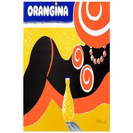 Orangina - Vintage Advertising Poster-11 x 17 Inches (Black - Framed)
