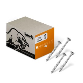 kwb Wood Screw 4X40 Mm, Pz2, 200 Pieces, Cross Recessed Wood Screws, Chipboard Screws, Screws for Wood, Partially Threaded, Cr3 Coating, Type 17 Drill Point