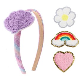JIAHANG Baby Girl Interchangeable Headbands and Clips Set, Flower and Rainbow Headband, DIY Charm Hair Bands, Hair Accessories for Toddler Kids Teens (felt)