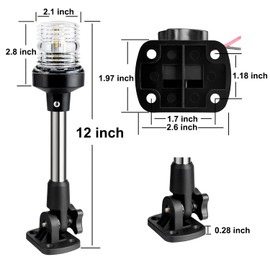 TUNORD Boat Anchor Light 3-NM LED Fold Down Boat Stern Light All Round 360° Navigation Light for Pontoon and Fishing Boat 12-24V (12 inch Foldable)