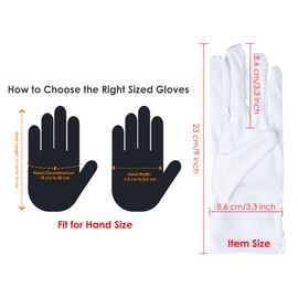 SCSpecial Cotton Gloves with Snap Closure 1 Pair Parade Gloves for Polices Gloves for Jewelry Inspection Formal Tuxedo - White