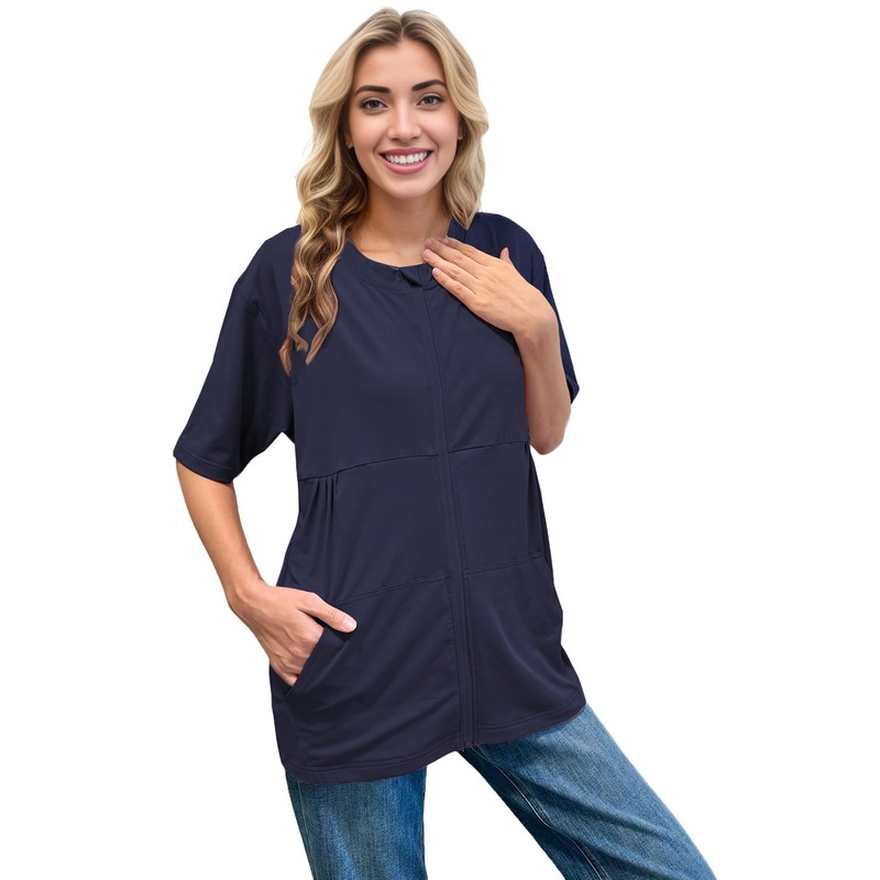 RAGEMALL Post Mastectomy Shirts with Drain Pockets Surgery Recovery Must