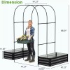Docred Galvanized Raised Garden Bed Planter Box with Arch Trellis