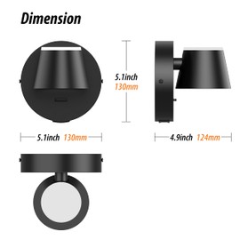 URSOLA Wall Light Set of Two, LED Wall Sconce with On/Off Switch USB Charging Port 110 Volt Hardwired Wall Lamp 350 Rotatable Up Down Sconces Wall Lighting (Black)