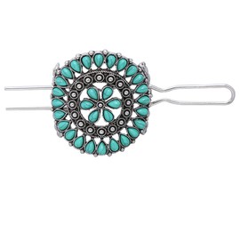 1 Pack Turquoise Flower Hair Clip Metal Hair Sticks Hair Barrettes Blue Stone Hairpin for Women Accessories