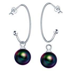 925 Sterling silver Woman's Earrings Studs, Colored pearl Dangle & Drop earring for girl, "Beating Pearl", elegant, gift for Birthday, Valentine's Day and Christmas