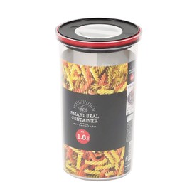 Pearl Metal HB-4494 Storage Container, Black x Red, 0.4 gal (1.6 L) Smart Seal Container Round