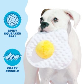BARK Puppy Side Up Egg Dog Toy With Squeaker For Small and Medium Dog Sizes