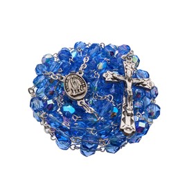 Catholic Handmade 7mm Blue Crystal Beads Our Lady of Fatima Rosary Made in Portugal