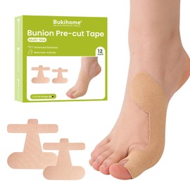 Bukihome Pre-Cut Kinesiology Tape for Feet – 12 Pcs Big Toe Support Tape, Elastic Cushioning & Breathable Latex-Free Tape