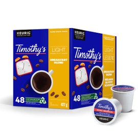 Timothy's Certified Breakfast Blend K-Cup Pods for Keurig Coffee Makers, Box of 48