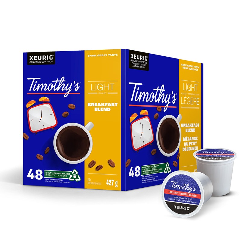 Timothy's Certified Breakfast Blend K-Cup Pods for Keurig Coffee Makers,