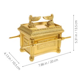 LOGOFUN Ark of The Covenant Religious Statue Holy Gold Ark of The Covenant Religion Figurine Glitter Golden Judaic Israel Historic Model for Religious Judaica Spiritual Decor