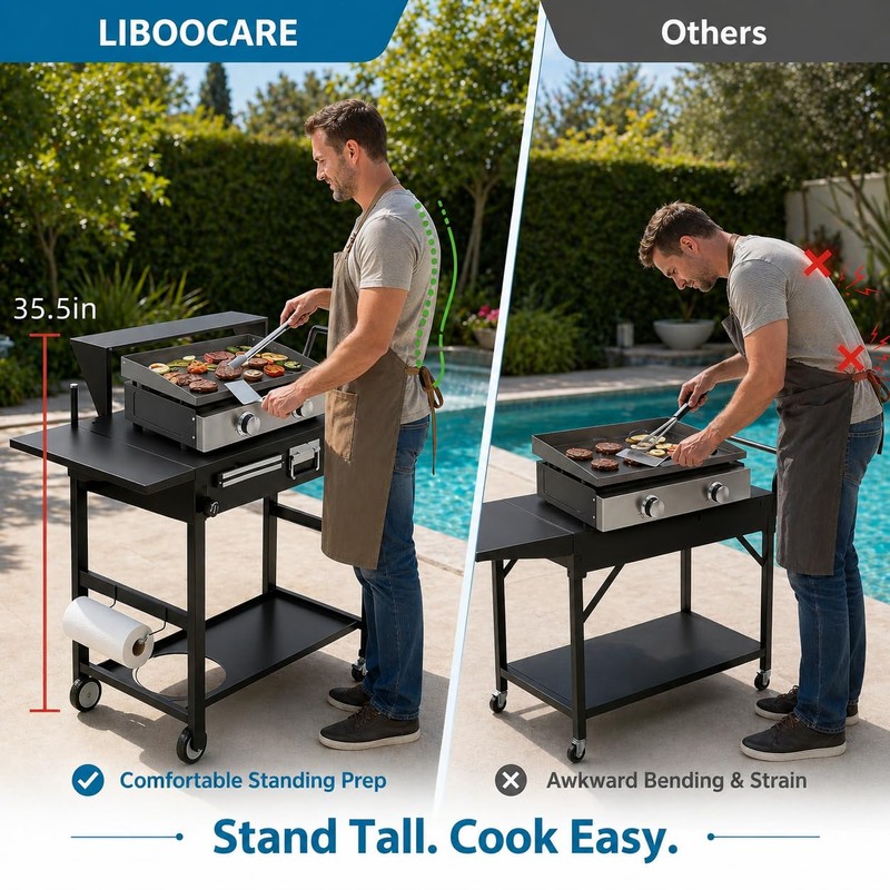 Grill Cart for Blackstone 22 Inch Griddle, 31" Tall Foldable