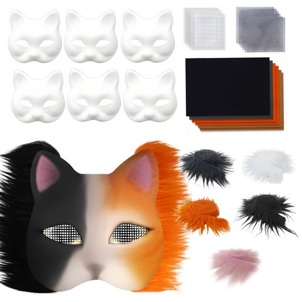 BYH 29pcs DIY Paper Cat Masks, Blank Animal Mask Gear,