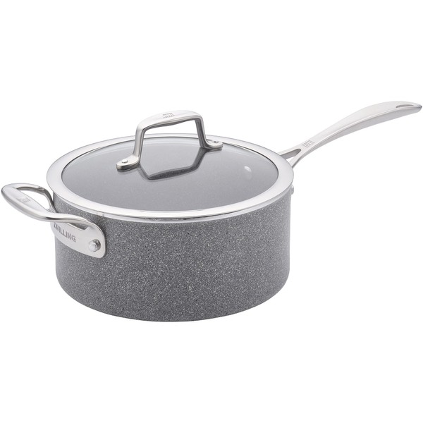 ZWILLING Vitale 4-qt Nonstick Saucepan with Handle helper and Lid, Aluminum, Scratch Resistant, Made in Italy