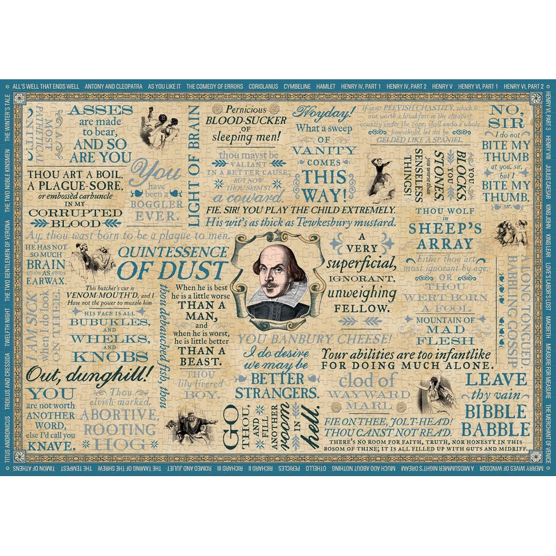 Shakespeare Insults Jigsaw Puzzle - 1000 Pieces - Includes Mini