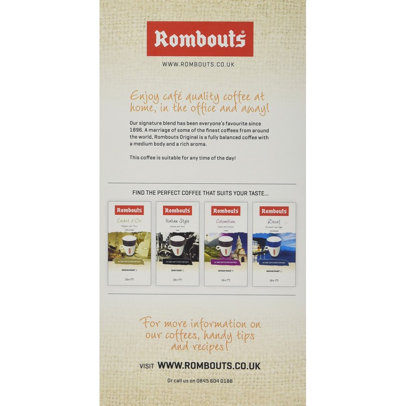 Rombouts Original Pure Ground Filter Coffee, 10x6.2g