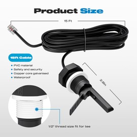 Malictele Hayward Flow Switch, GLX-FLO-RP for Hayward Goldline Aquarite Salt System Pool Flow Sensor Suitable Hayward Salt Cell and Chlorine Generator with 15ft Cable Pool Flow Switch