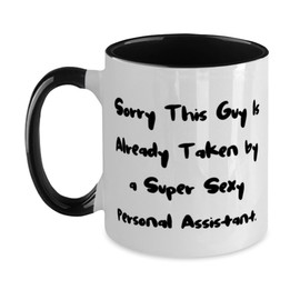 Fancy Personal assistant Two Tone 11oz Mug, Sorry This Guy Is, Love Gifts for Friends from Team Leader, Birthday Unique Gifts, Smart home assistant, Virtual assistant, Personal assistant robot, Home