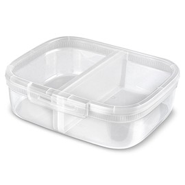 Curver Frischhaltedose mit Klickverschluss 3,3 L Snap Box Lunchbox mit Trennwand Kunststoff eckig Mikrowelle Spülmaschine Kühlschrank stapelbar