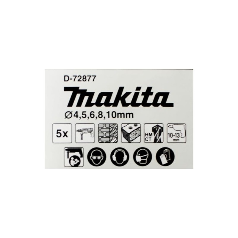 Makita D-72877 TCT Drill Bit Set 5 Piece Straight