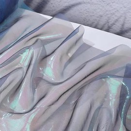45cmx1m Iridescent Organza Fabric, Sparkly Organza Lace Fabric, Iridescent Holographic Gauze Material Cloth for DIY Crafts Sewing Decorations, Black