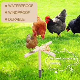 Unbranded Chicken Perch Toys for Coop, Wooden Chick Perch Stand with Metal Ground Plug Chi