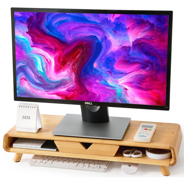 Homerays Bamboo Monitor Stand Riser, No Assembly Required Exquisite Stand