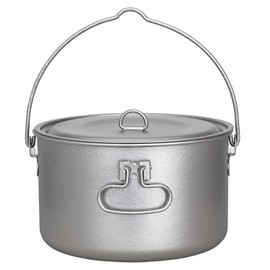 TiTo Titanium 1950ml Outdoor Titanium Pot with Lid Folding Bail Handle Ultralight Portable Kitchen Cookware Hanging ​Pot for Camping Hiking Picnic Backpacking Soup Pot (Ice Titanium)
