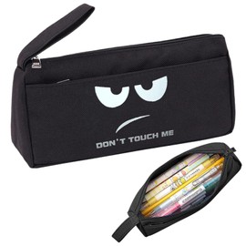 JSTHHTT Pencil Case, Large Capacity Pencil Pouch, Black Pencil Case, Pen Holder Cases, Pencil Pouch with Zipper, School Supplies for Teen Girls Boys Adults, Portable Gift for Office, Dont Touch