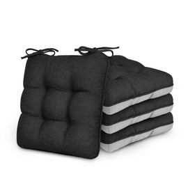 Love's cabin Memory Foam Chair Cushions Set of 4, Outdoor/Indoor Chair Pads for Dining Chairs 4 Pack, Seat Cushions for Kitchen, Dining Room, Office, Patio Chairs, 15.5"x15.5"x3.5" Black
