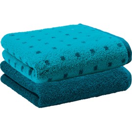 Erwin Müller Sigmaringen Bath Towel Pack of 2 Walk-Terry Turquoise Size 70 x 140 cm
