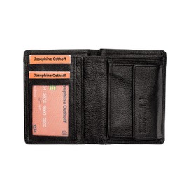 Josephine Osthoff Men's Large Leather Wallet with RFID Wallet Credit Card Holder Small Purse Women's Slim Coin Purse with Coin Compartment (924), black, coin purse
