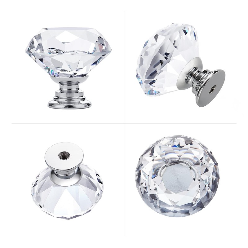 Ravinte 25 Pack Crystal Drawer Knobs - Glass Cabinet Knobs,