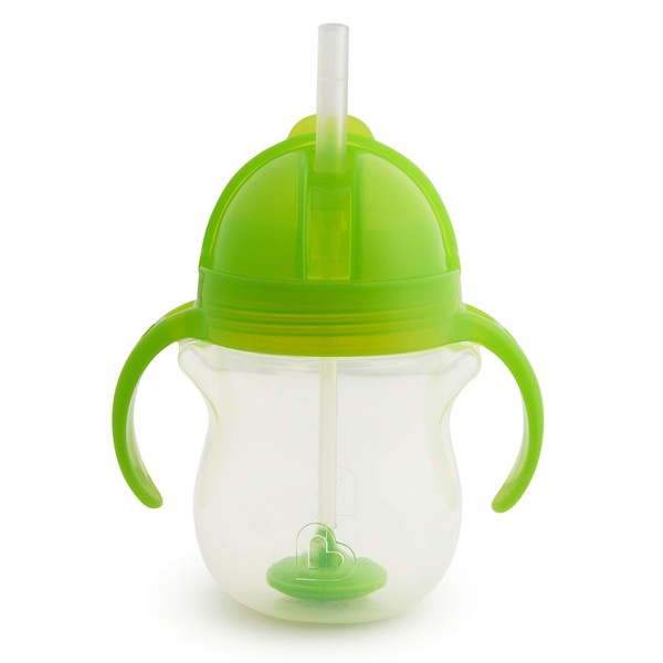 Munchkin Any Angle Weighted Straw Trainer Cup with Click Lock Lid, 7 Ounce, Green