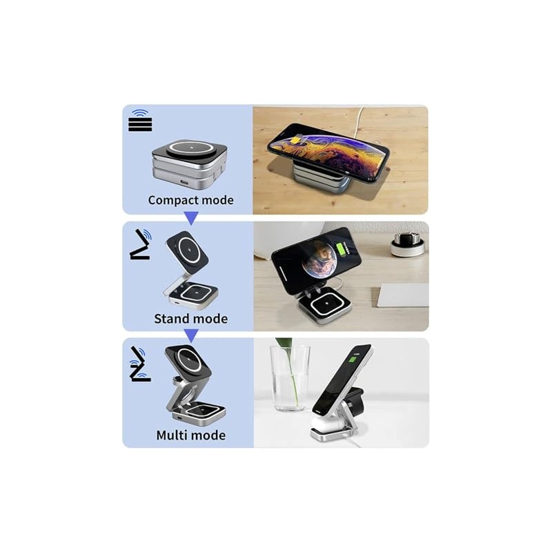 Clean Desk Wireless Charger 3 in 1 Wireless Charging Station