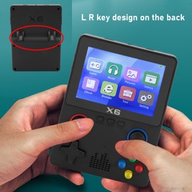 X6 Handheld Games Consoles with Dual 3D Rocker, 3.5in IPS Screen Retro Gaming Console - 11 Emulators Support, Built in 10000+ Games, 2 Players Support (32G) (Black)