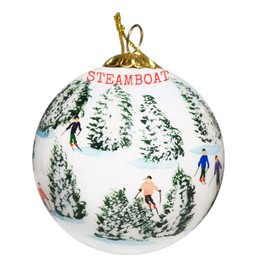 Blown Glass Christmas Ornament | Skiing The Glades Steamboat Springs | Hand Painted Inside | Original Art | Includes Gift Box