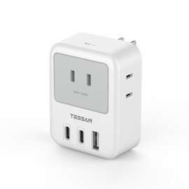 USB Outlet, Type-c, Power Strip, USB 3, AC Outlet, 1 USB-A Port, 2 USB-C Ports, Octopus Wiring, 3 Ports, USB Charger, USB Tap, Multi-Tap, Lightning Guard Included, Small and Lightweight, Can Be Used