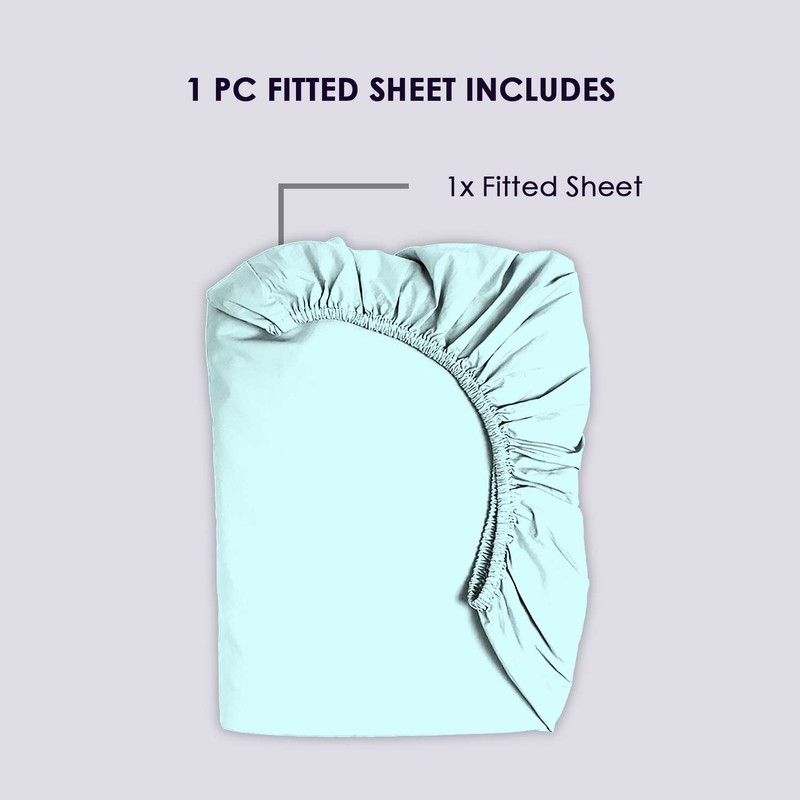 Pizuna Luxury Cotton Double Fitted Sheet Baby Blue, 800 Thread
