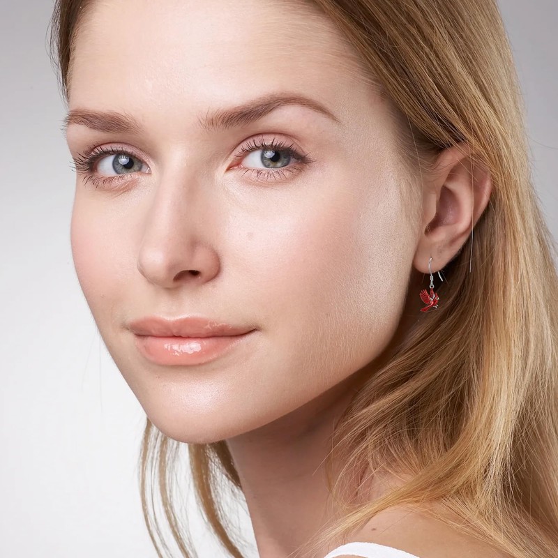 ONEFINITY Cardinal Earrings 925 Sterling Silver Red Cardinal Dangle Earrings