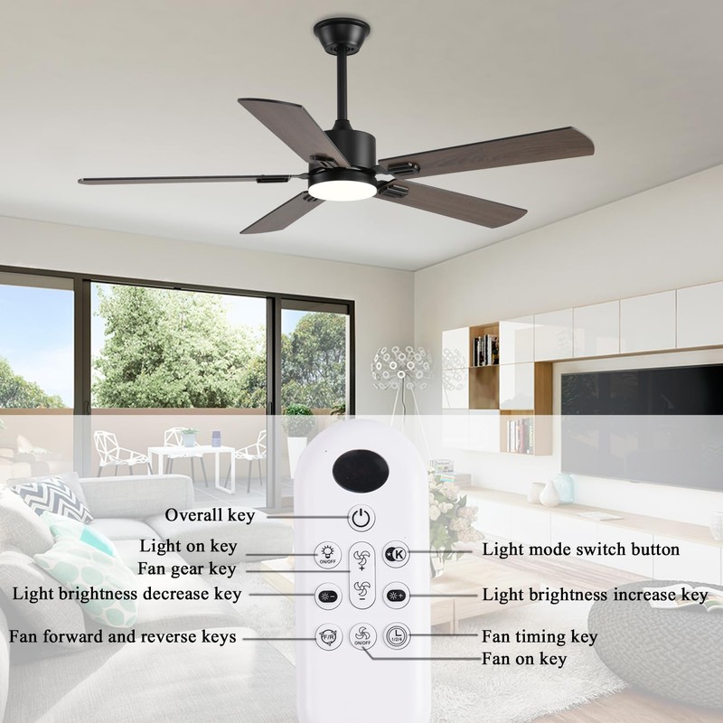 FUMLTP 52 inch Modern Ceiling Fans with Lights APP/Remote Control,