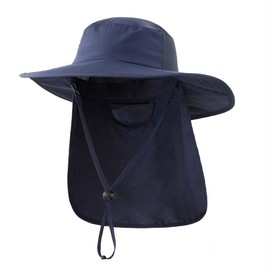 Connectile Kids Summer UPF 50+ Flap Cap Quick Dry Wide Brim Sun Hat UV Protection Hat Toddler Safari Hat, blue (navy blue)