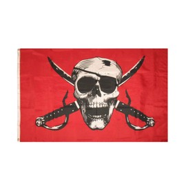 3x5 Crimson Jolly Roger Pirate Flag 3'x5' house banner