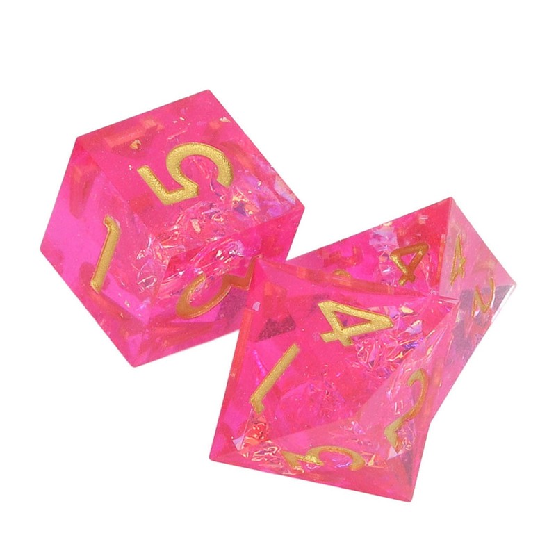 7PCS Polyhedral Dice Clear Numbers Pointed Edges Resin Dice Set