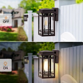 MYHXQ 9.76'' Outdoor Wall Light Fixtures 2 Packs, Waterproof Porch Lights Lanterns, Exterior Modern Brown Wall Mount Lighting, Anti-Rust E26 Outside Scones for House Front Door Garage Patio, 2 Pack