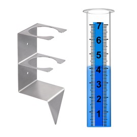 Timenued Rain Gauge Outdoor,7" Rain Gauges Outdoors Best Rated with Stainless Steel Rack Holder,Freeze Proof Plastic Large Guage for Yard Garden Fence Lawn Farm