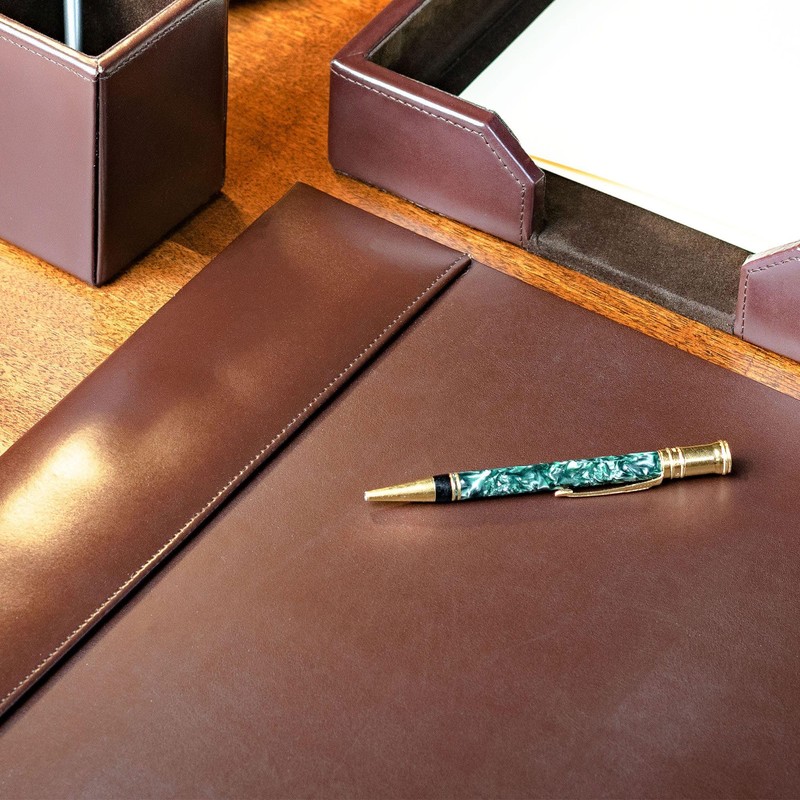 DACASSO Bonded Leather Desk Pad with Side Rails - Luxury