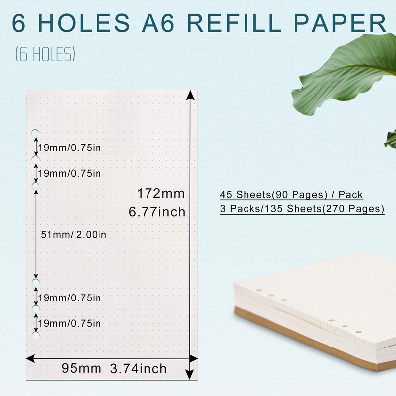 A6 Paper, [3 Packs] Toplive 100GSM Thick Refill Paper, 6